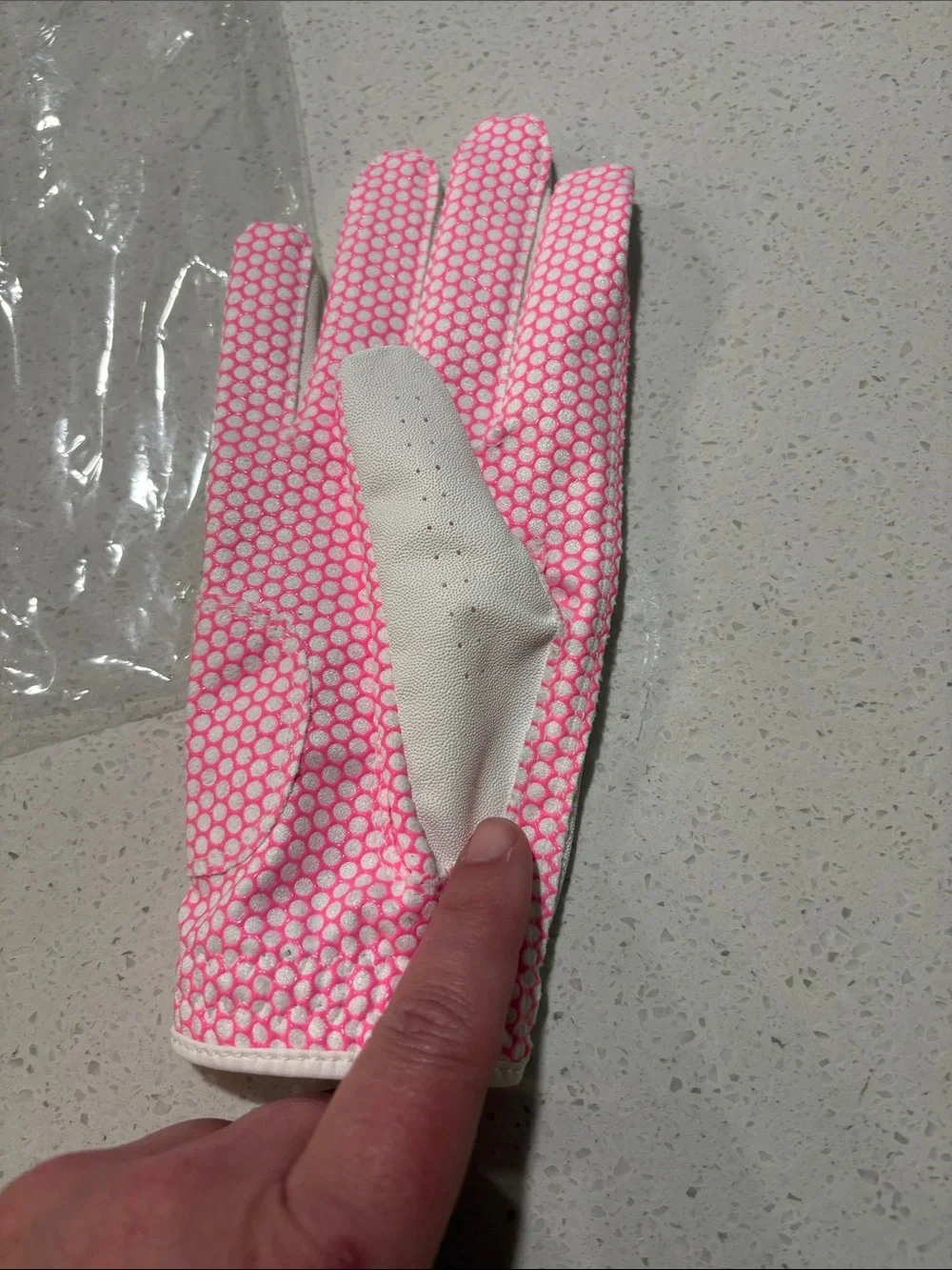Finger Ten Golf Glove - White with Pink Accents